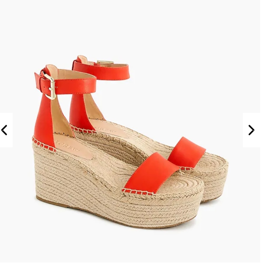 J Crew Orange Leather Platform Espadrille Sandals